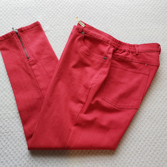 Reduced Ruby Rd 10 Red Skinny Jeans Zip Ankle - Picture 1 of 8